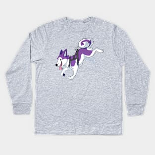 Purple Husky Running Kids Long Sleeve T-Shirt